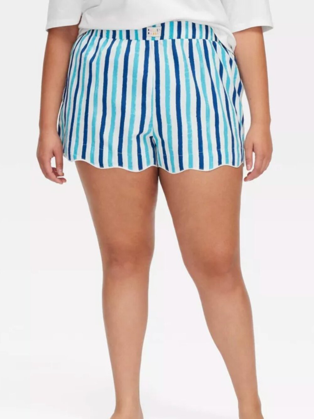 NWT Roller Rabbit x Target Women's Multi Stripe Poplin Boxer Shorts in Blue - M